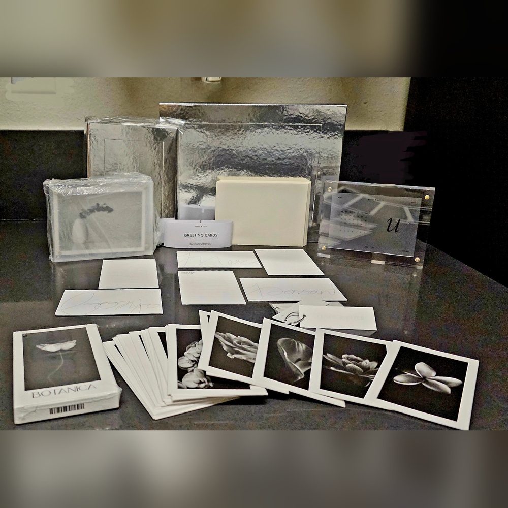 BRAND NEW Cloth and Paper Silver Archive Box, Album, Cards & Frame Bundle-7